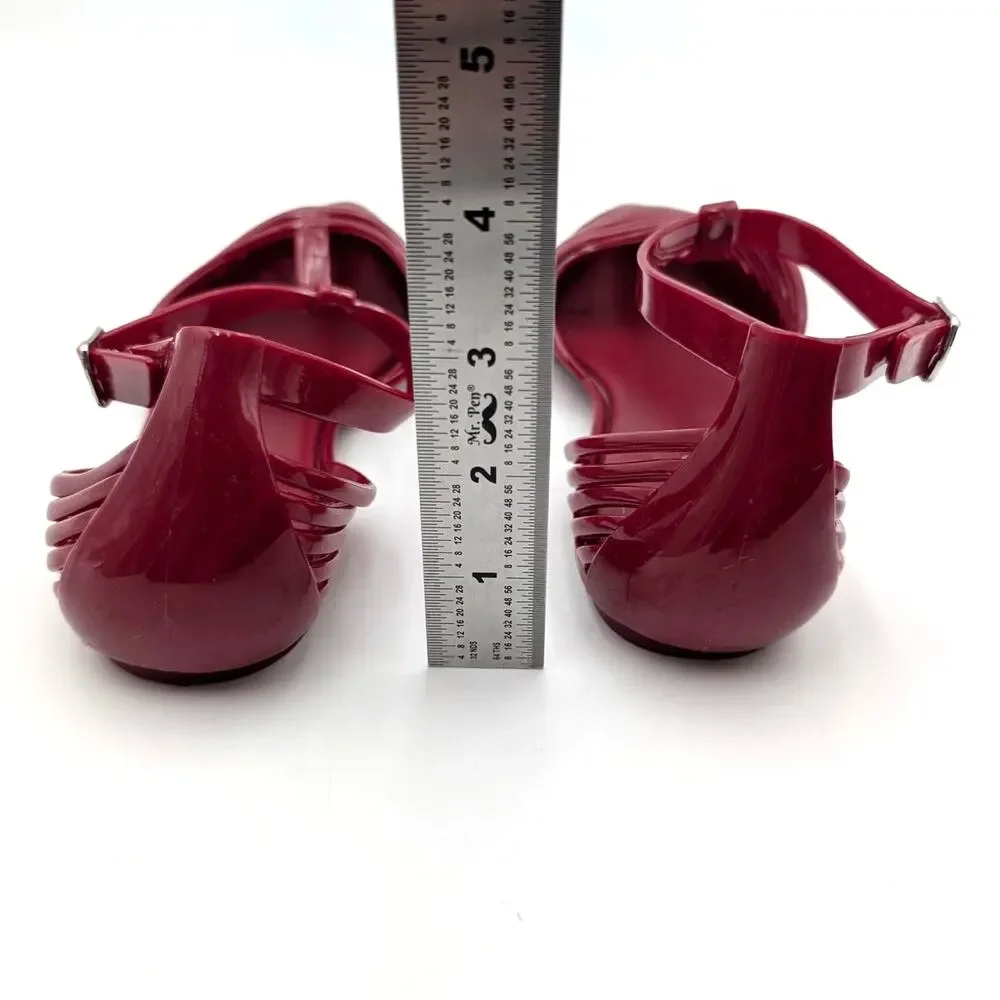 Jeffrey Campbell Squeaky Jelly Flat Shoes Women's Cherry Red Size US8 EU38